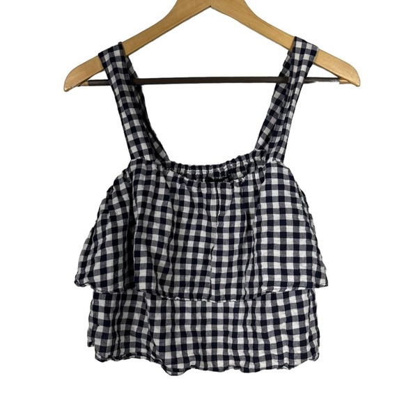 Madewell Gingham Sleeveless Top Linen Blend Size Small - Picture 2 of 8